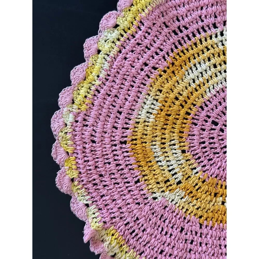 Vintage Crochet Doily Bundle Pink Lavender White Cottage Farmhouse Handmade Deco